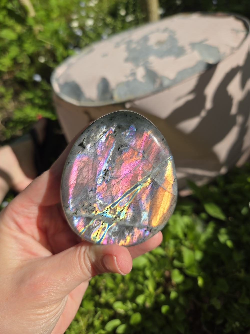 Iridescent Labradorite LARGE Palm Stone - Multicolor Flash